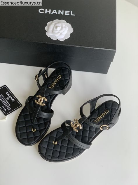 Chanel Vintage CC Logo Block Black Leather Flat Sandals Online Shopping Shoes, Chanel Sandals, Black Leather Flats, Shopping Chanel, Leather Sandals Flat, Chanel Vintage, Cc Logo, Chanel Shoes, Replica Handbags