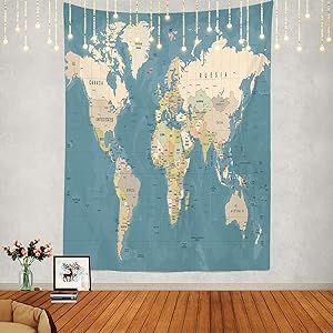 Giant World Map, Kids Wall Hanging, World Map Tapestry, Large Tapestry, Blue Map, Large Tapestries, Beach Throw, World Map Wall, Picnic Blankets