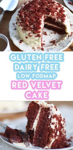 Gluten Free Red Velvet Cake Recipe, Gluten Free Red Velvet Cake, Gluten Free Red Velvet, Fodmap Baking, Dairy Free Cake Recipe, Dairy Free Cheesecake, Low Fodmap Diet Recipes, Red Velvet Cake Recipe, Dairy Free Cake