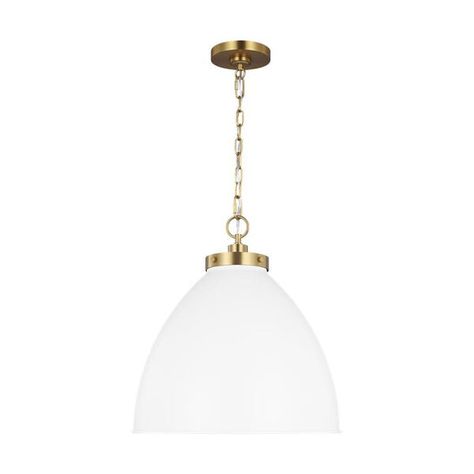 Shop Bellacor for Wellfleet Matte White and Gold 18-Inch One-Light Pendant by Visual Comfort Studio Collection and other Pendant Lighting for your home. Free shipping on most lighting, furniture and decor every day. Factory Lighting, Burnished Brass, Candle Cup, Candle Shapes, Kitchen Reno, Transitional Style, Visual Comfort, One Light, Steel Material