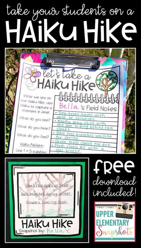 Take your students on a Haiku Hike during National Poetry Month. This fun and engaging activity is perfect for teaching students about this form of poetry, and helps encourage them to write poems of their own. Perfect for the upper elementary classrooms, especially 3rd, 4th, and 5th grade!! Write Poems, Camp Read, 5th Grade Writing, Poetry Activities, Poetry Unit, Poetry For Kids, Teaching Poetry, Poetry Ideas, National Poetry Month