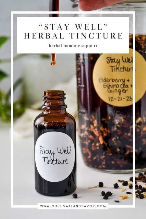 With elderberry, echinacea, and ginger, this “Stay Well” herbal tincture is a must-have to support immune health during cold and flu season.