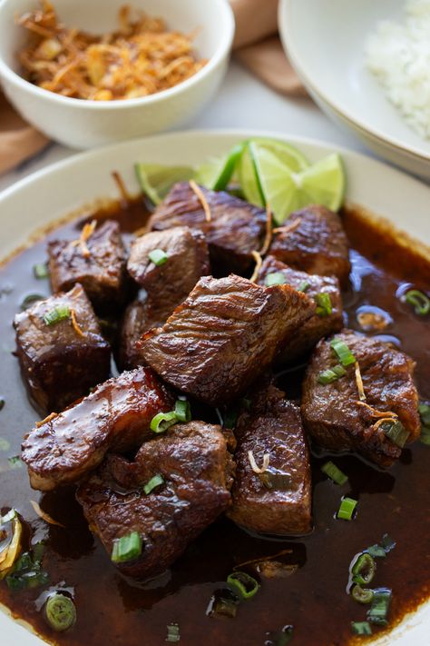 Discover the flavors of Easy Filipino Beef Salpicao! This beef salpicao recipe showcases tender marinated beef sirloin, making it one of the best Filipino recipes you'll try. Perfect for those interested in Filipino dishes and easy Filipino recipes, this dish adds a delicious twist to Asian dishes. Learn how to cook steak the Filipino way with this mouthwatering salpicao recipe. Ideal for meat dishes, it features juicy ribeye steak and captures the essence of authentic Filipino food. Beef Salpicao Recipe, Salpicao Recipe, Filipino Beef Stew, Best Filipino Recipes, Authentic Asian Dishes, Easy Filipino Recipes, Kinds Of Steak, Cook Steak, Rib Sauce