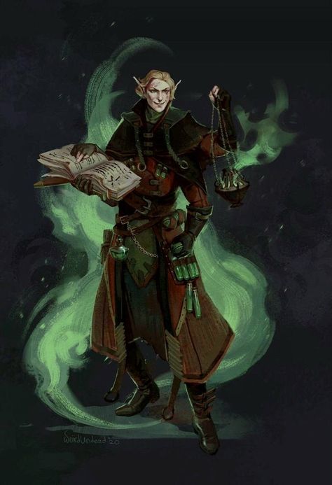 Mad Wizard Dnd, Alchemist Rpg, Elf Alchemist, Dnd Artificer Character Design, Mad Alchemist, Mad Wizard, Dark Alchemist, Dnd Races, Dnd Dragons