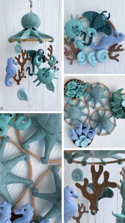 Mobile Baby Diy, Ocean Room, Gifts For New Mothers, Baby Boy Mobile, Mobile Baby, Baby Crib Mobile, Felt Patterns, Baby Diy, Crib Mobile