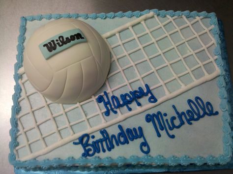 Volleyball Birthday Cake Volleyball Cookie Cake, Birthday Cake Volleyball, Cake Volleyball, Volleyball Food, Volleyball Birthday Cakes, Birthday Cake Disney, Volleyball Cake, Volleyball Birthday Party, Volleyball Birthday