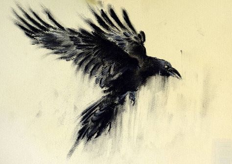 Crow Art Dark, Grey Ink Tattoos, Rabe Tattoo, Crow Images, Crows Drawing, Crow Tattoo Design, Vogel Tattoo, Petit Tattoo, Crow Tattoo