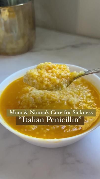 Pastina Recipes Sick, Veggie Italian Pastina Soup, Soup From Scratch Recipes, Italian Pastina Soup Modern Nonna, Italian Soup Pastina, Italian Pennecillin, Pastalini Soup, Italian Penicillin Soup Video, Hidden Veggie Italian Pastina Soup