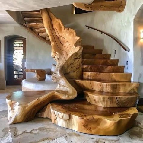 Epoxy Furniture, Stairway Design, Puerto Morelos, Wood Stairs, Log Cabin Homes, Modern Staircase, Earthship, Tiny House Living, Design Your Dream House