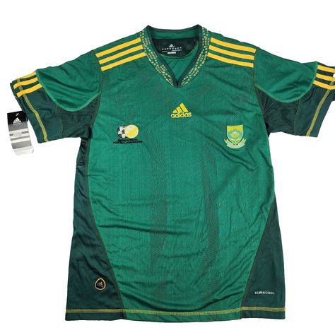 Adidas South African Football Association Jersey Mens Sz L Green Soccer Shirt 2010 Basketball Tank Tops, Lime Green Shorts, Soccer Shirt, Seersucker Pants, Nike Tennis Dress, Soccer Shirts, Adidas Shirt, Blue White And Black, Long Sleeve Jersey