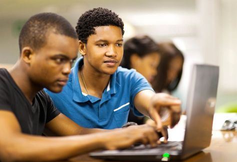 Two high school students using a laptop together. 9th Grade Math, College Paper, School Essay, Differentiated Instruction, Term Paper, Future Jobs, After School Program, Academic Success, Science Lessons