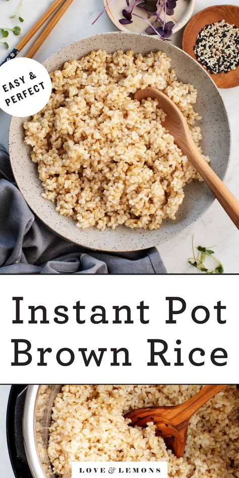 Instant Pot Brown Rice Recipe - Love and Lemons Brown Rice Instant Pot, Instant Pot Brown Rice, Rice In The Instant Pot, Rice Instant Pot, Staple Recipes, Carb Sides, Rice On The Stove, Glutenfree Recipe, Brown Rice Recipes