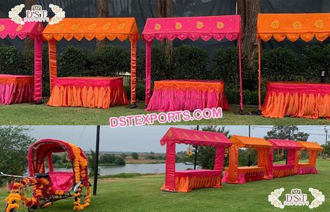 #Indian #Wedding #Food #Stall #Canopy #Decoration #Durban #Spain #Perth #Dubai #UAE #Savannah #Malaysia #Singapore #SriLanka #Sweden DST Exports are the original manufacturer and exporter of wedding decoration items. One of them is Wedding Food Stall Canopy. We are the original makers of such type of food stall. This is Indian Wedding Food Stall Canopy Decoration. These are very beautiful decorative stalls. This stall is made of treated wood, metal and decorated with Fabric. Wedding Food Stall Decoration, Food Counter Design Wedding, Food Stalls Wedding, Indian Wedding Food Stalls, Food Canopy Wedding, Indian Catering Display, Food Stalls Decoration Ideas, Wedding Stall Ideas, Sangeet Food Stations