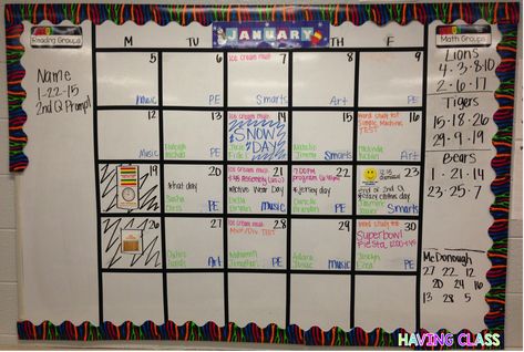 Organizing Our Calendar: Tricks and Tips for Teachers Linky Party – Adrienne Teaches Big White Board, Teacher Calendar, Tips For Teachers, Middle School Spanish, Teachers Toolbox, Life Skills Classroom, Classroom Tour, Student Birthdays, Student Numbers