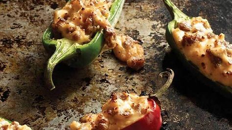 Sausage Stuffed Jalapeños Jalapeno Poppers With Sausage, Sausage Appetizer Recipes, Sausage Stuffed Jalapenos, Stuffed Jalapeños, Stuffed Jalapenos, Jimmy Dean Sausage, Jalapeño Peppers, Jalapeno Recipes, Jimmy Dean