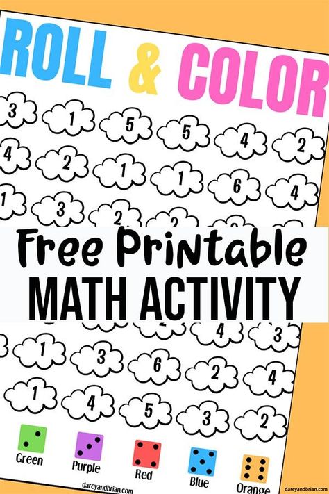 This printable cloud roll and color dice game is an easy no prep math activity for preschool and kindergarten. It's perfect for a classroom math center or for learning at home. It makes working on subitizing, number recognition, and colors engaging by making it a little game. Easy Math Games, Easy Math Activities, Game For Preschool, Easy Math, Kindergarten Math Games, Human Psychology, Math Activities For Kids, Math Centers Kindergarten, Numbers Kindergarten