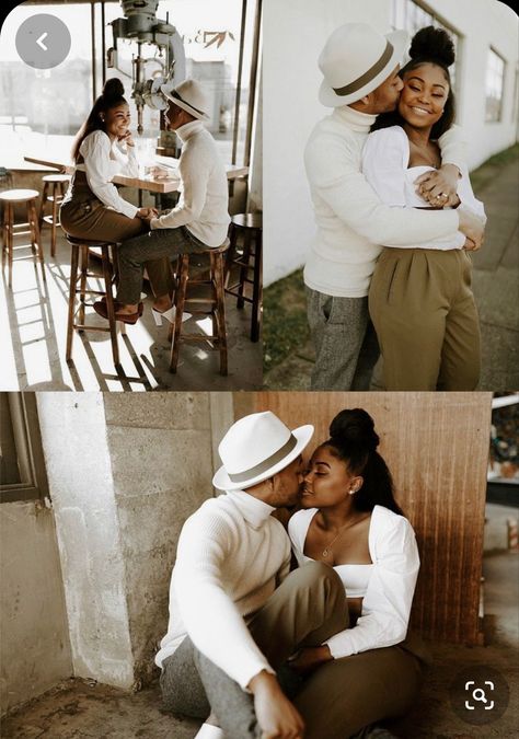 Black Couple Photoshoot, Shooting Couple, Couple Engagement Pictures, Engagement Pictures Poses, Black Couple, Couples Engagement Photos, Engagement Session Outfits, Black Love Couples, Black Couples Goals