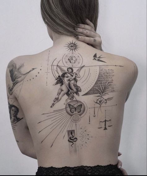 Back Tattoo For Women, Back Piece Tattoo, Spine Tattoos For Women, Greek Tattoos, Modern Tattoos, Back Tattoo Women, Spine Tattoos, Subtle Tattoos, Friend Tattoos