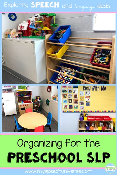 Are you looking to organize your room for drop in speech and language services for preschoolers? Here are some tips of how I have organized and structured my room for the PreK crowd. #prekslp #speechtherapy #preschool Speech Therapy Room Organization, Speech Room Organization, Speech Therapy Room, Organize Your Room, Speech Therapy Activities Preschool, Slp Organization, Early Intervention Speech Therapy, Preschool Speech Therapy, Preschool Schedule