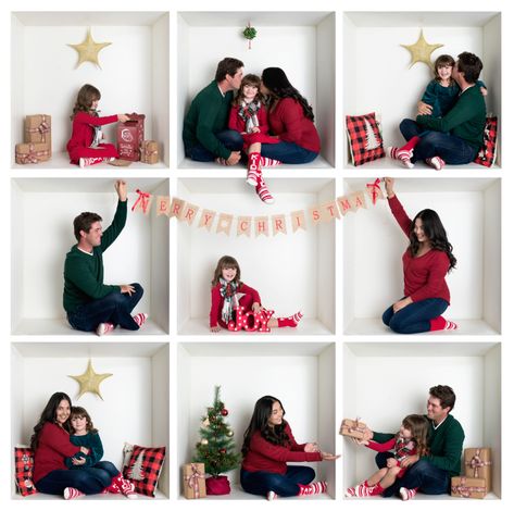 Family Christmas Box Photos, 12 Days Of Christmas Photoshoot, Christmas In A Box Photoshoot, Cardboard Box Photoshoot Christmas, Family Box Photo, Christmas Box Pictures, Christmas Photo Box Ideas, Cardboard Box Christmas Pictures, Box Christmas Photography