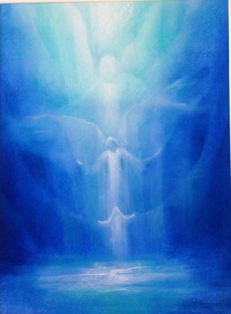 the pyramid of archangels - Google Search Anthroposophical Art, Waldorf Watercolor, Veil Painting, Waldorf Painting, Spiritual Paintings, Prophetic Art, Rudolf Steiner, Spirited Art, Visionary Art