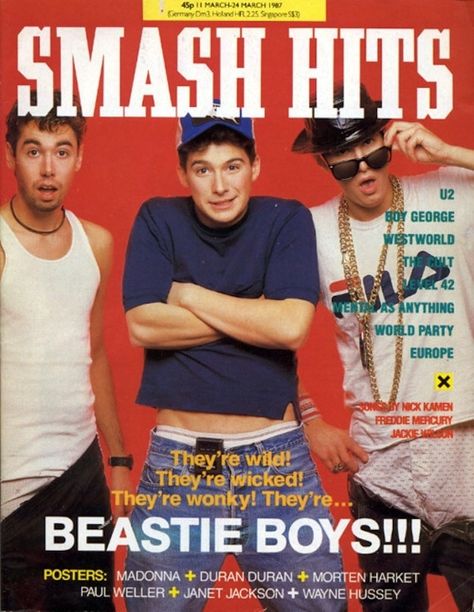 Beastie Boys - Smash Hits cover #80s Smash Hits Magazine, Magazine Cover Page, The Proclaimers, Frankie Goes To Hollywood, Paul Weller, Luther Vandross, World Party, Magazine Cover Design, Boy George