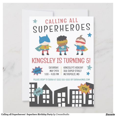 Calling all Superheroes! Superhero Birthday Party Invitation https://www.zazzle.com/calling_all_superheroes_superhero_birthday_party_invitation-256548409846250842 #ZazzleMade Superhero Birthday Party Invitations, All Superheroes, Birthday Activities, Superhero Birthday Party, Superhero Theme, Superhero Birthday, Birthday Party Invitation, 5th Birthday, Birthday Party Invitations