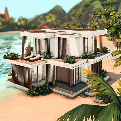 𝐓𝐇𝐄 𝐆𝐎𝐋𝐃𝐄𝐍 𝐀𝐆𝐄 - 𝐁𝐔𝐈𝐋𝐃𝐒 | Modern Sulani Beach house 🌊☀️ | noCC 🛠️ Packs used: EP: Island Living, Eco lifestyle Kits: Desert Luxe 🏷️: @ea @thesims #sccregram… | Instagram Modern Sulani House Sims 4, Sims 4 Vacation House Base Game, Sims 4 Coastal House Interior, Sims Island Living House, Sims 4 Beach Wedding, Sims 4 House Ideas Exterior, Island Living Sims 4, Sims 4 Cc Beach House, Island Living Sims 4 House