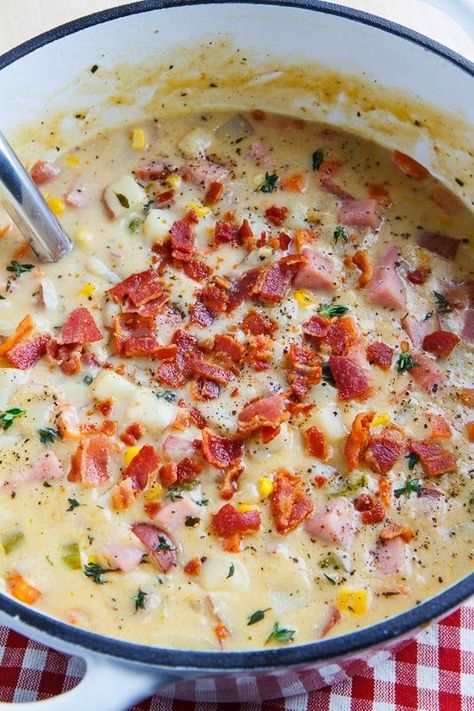 Ham and Potato Corn Chowder Ham Potato Corn Chowder, Ham And Potato Corn Chowder, Ham Chowder, Potato Corn Chowder, Ham And Potato Soup, Ham Potato, Corn Chowder Recipe, Chowder Soup, Ham Soup