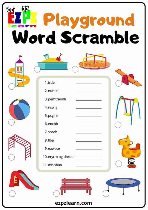 Five Senses Preschool, Playground Activities, Jumbled Words, Senses Preschool, Classroom Rules Poster, English For Beginners, Free Preschool Worksheets, English Worksheets For Kids, Kids English