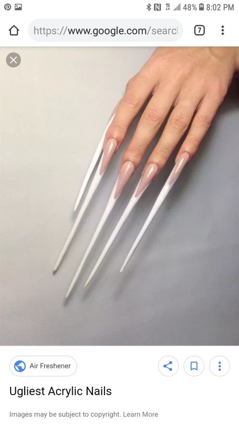 Ugly nails Super Long Nails, Ugly Nails, Bad Nails, Kylie Jenner Nails, White Coffin Nails, Glitter Nails Acrylic, Sharp Nails, Solid Color Nails, Black Acrylic Nails