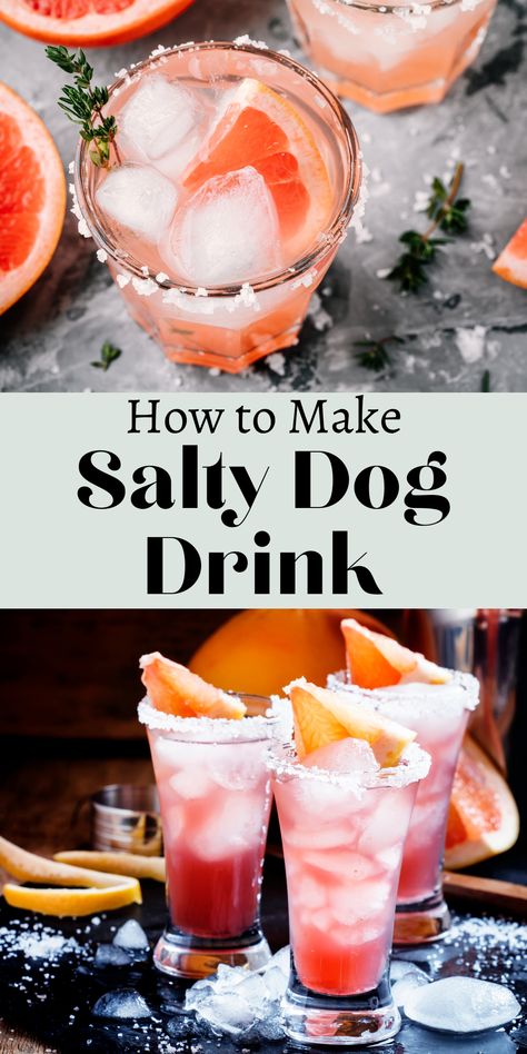 Salty Dog Drink, Salty Dog Cocktail Recipe, Grapefruit Gin Cocktail, Salty Dog Cocktail, Dog Cocktail, Hendricks Gin, Unique Drink, Salty Dog, Vodka Drinks