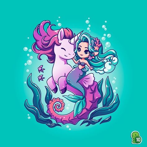 Best Friends Travel, Mermaid Funny, Sea Unicorn, Tee Turtle, Beautiful Shells, Procreate Ipad Art, Unicorns And Mermaids, Fairy Dragon, Friends Travel