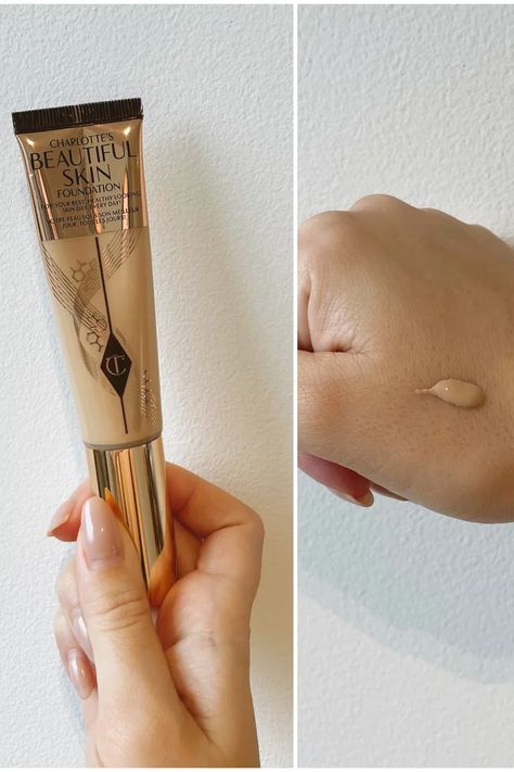 Charlotte Tilbury Beautiful Skin Foundation Review Charlotte Tilbury Foundation, Charlotte Tilbury Beautiful Skin Foundation, Beautiful Skin Foundation, Charlotte Tilbury Beautiful Skin, Foundation Swatches, Airbrush Foundation, Makeup List, Combo Skin, Popsugar Beauty