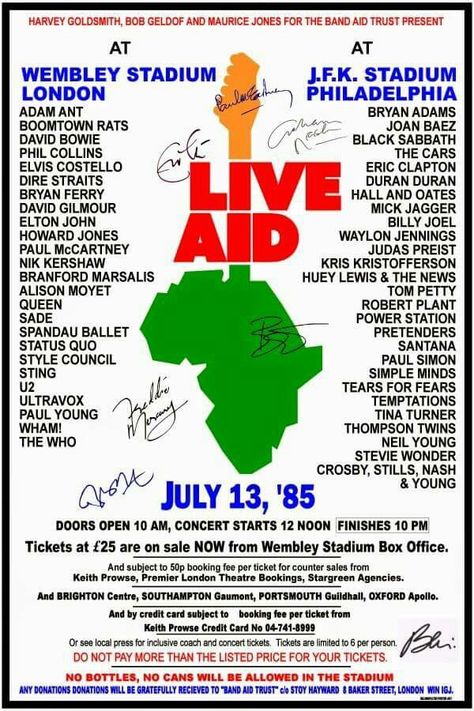 Live Aid 1985 80s Icons, Rock Album Covers, Music Cover Photos, Live Aid, Queens Wallpaper, Music Concert Posters, Vintage Concert Posters, Digital Communication, Elvis Costello