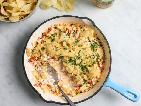 This New England Lobster Dip gets its flavor from tender lobster, fresh chives, and crunchy kettle-cooked potato chips. Get the recipe from Food & New England Seafood, Lobster Dip, Themed Cocktails, Party Dip Recipes, Party Dip, Appetizers For A Crowd, How To Cook Lobster, Steamer Basket, Lobster Recipes