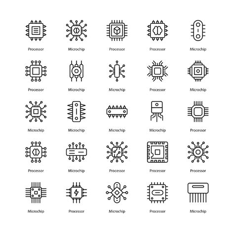 Semiconductor Icon Set Micro Chip Icons Bundle Micro Chip, Icon Set, Website Template, Chips