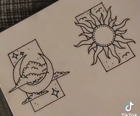 Tattoo Couple, The Sun And Moon, 카드 디자인, Friend Tattoos, Mini Drawings, Simplistic Tattoos, Matching Tattoos, Tattoo Design Drawings, Sun And Moon