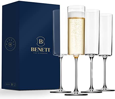 Amazon.com | Luxurious Glass Champagne Flutes [4 Pack] 6-Ounce Champagne Glasses 4pc Set, 100% No-Lead Premium Square Edge Blown Glass Prosecco Wine Glass Flutes, Stemmed Wine Flutes for Sauvignon Blanc Muscat etc: Champagne Glasses Mimosa Glasses, Gifts For New Home, Gold Champagne Flutes, Prosecco Wine, Crystal Champagne Glasses, Glasses Square, Crystal Champagne Flutes, Glass Champagne, Couples Gifts