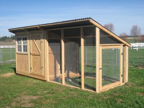 Chicken Coop With 2 Runs, Walk In Coop Plans, Chicken Coop With Slanted Roof, Walk In Chicken Coop With Run, Chicken Pen Plans, Chicken Coop Out Of Fence Boards, Slant Roof Chicken Coop, Leanto Shed Chicken Coop, Chicken Coop Slanted Roof