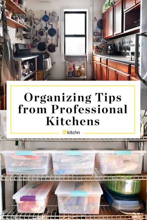 6 Organizing Tips I Stole from Professional Restaurant Kitchens to Use at Home Restaurant Kitchen Organization Ideas, Catering Organization Ideas, Restaurant Organization Ideas, Commercial Kitchen Design For Home, Chef Kitchen Design, Commercial Kitchen Organization, Restaurant Kitchen Organization, Small Restaurant Kitchen, Chef Kitchen Home