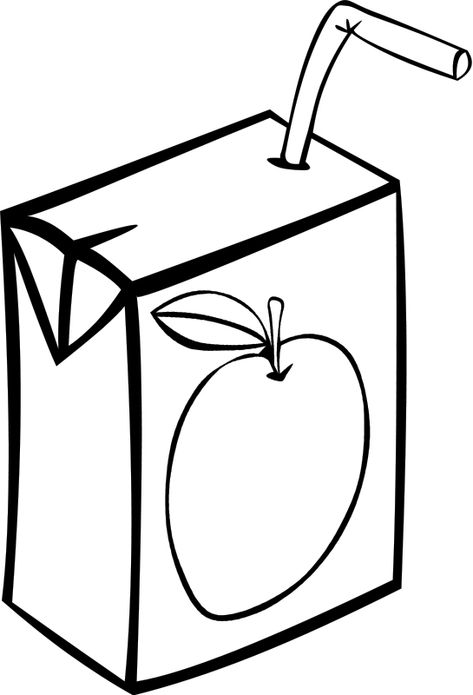 Juice Box Coloring Page, Apple Juice Drawing, Juice Box Drawing, Juice Drawing, Inkleur Prente, School Drawings, Juice Logo, Apple Picture, 심플한 그림