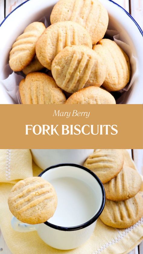 Mary Berry Fork Biscuits Small Biscuit Recipe, Fork Biscuits, Biscuits British, Mary Berry Desserts, Mary Berry Recipes Baking, Mary Berry Recipes, Quick Biscuits, Berry Desserts, British Bake Off Recipes