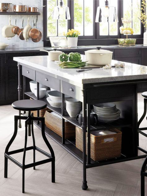 Large marble freestanding kitchen island with storage on Thou Swell @thouswellblog White Marble Kitchen Island, Portable Kitchen Island, Freestanding Kitchen Island, Marble Kitchen Island, White Marble Kitchen, Portable Kitchen, Large Kitchen Island, Freestanding Kitchen, Kitchen Stand