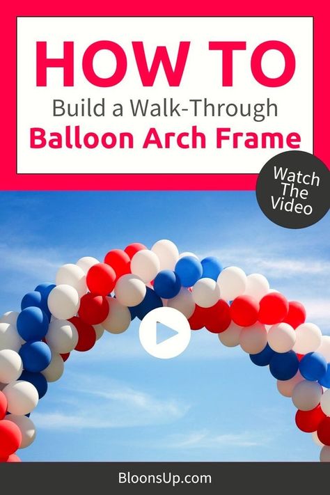 Wow your guests with a giant balloon arch at your next outdoor party! This guide shows you how to make a simple frame that's perfect for any weather. With a little creativity, you can customize your arch with a variety of colors, balloon sizes, and even fun shapes to match your party theme.Watch The Video here! #PartyDecor #BalloonDecorations #DIYPartyIdeas #OutdoorFun Balloon Arch Walkway, How To Build A Balloon Arch Stand, How To Make A Free Standing Balloon Arch, How To Build Balloon Arch, Balloon Arch How To, Square Arch Balloon, Balloon Arch Alternative, How To Make A Balloon Arch, Outdoor Balloon Arch