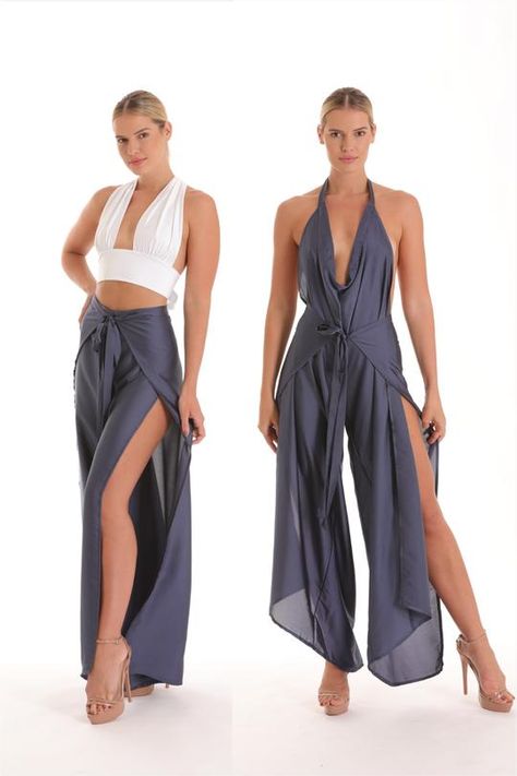 Silver Pants, Wrap Shorts, Jumpsuit Blue, Wrap Pants, Petite Jumpsuit, Backless Jumpsuit, Black Tie Affair, Wrap Maxi Skirt, Unique Fits