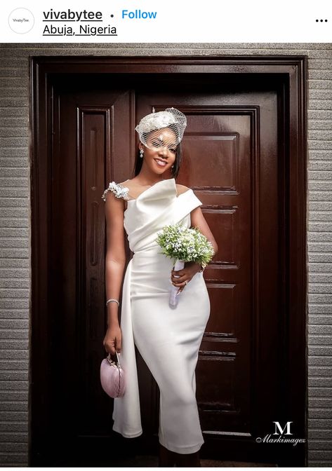 African Civil Wedding Dress Classy, Courthouse Wedding Dress Short Civil Ceremony, Fancy White Dress Short, Civil Wedding Dress Courts Short, Courthouse Wedding Dress Ideas Classy, Simple White Dress For Civil Wedding, Court Wedding Dress Civil, Civil Dress Wedding, Court Wedding Dress Civil African