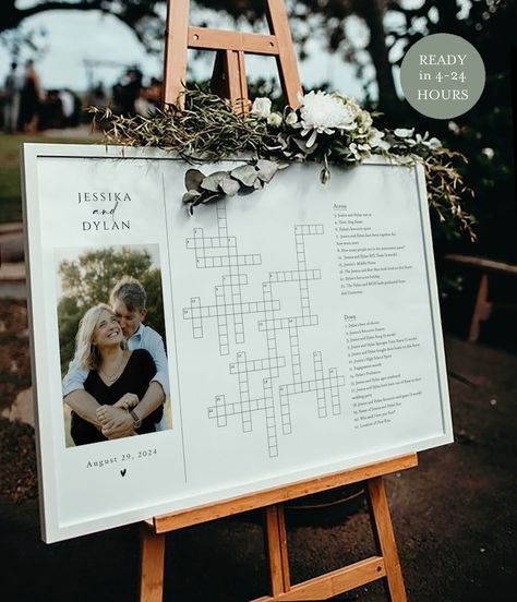 Sip And Solve Wedding Crossword, Sip And Solve, Wedding Crossword Puzzle, Crossword Puzzle Games, Wedding Puzzle, Minimalist Font, Craft Wedding, Wedding Vibes, Wedding Idea