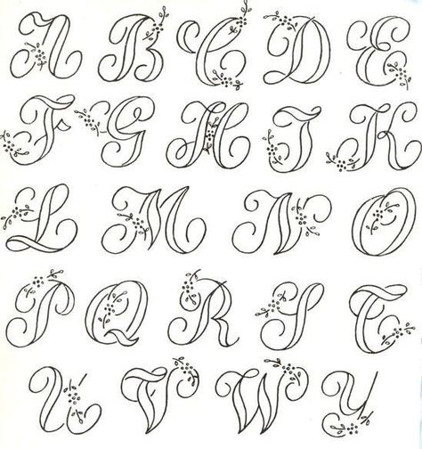 Fancy Writing Alphabet, Monogram Printable Letters, Letter Stencils To Print, Hand Embroidery Letters, Vintage Embroidery Transfers, Hand Lettering Worksheet, Design Alphabet, Tattoo Lettering Fonts, Embroidery Alphabet