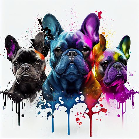 French Bulldog Art, Bulldog Francese, Surreal Artwork, Bulldog Art, Poster Abstract, Artwork For Living Room, Dog Wall Art, Watercolor Dog, Animal Posters